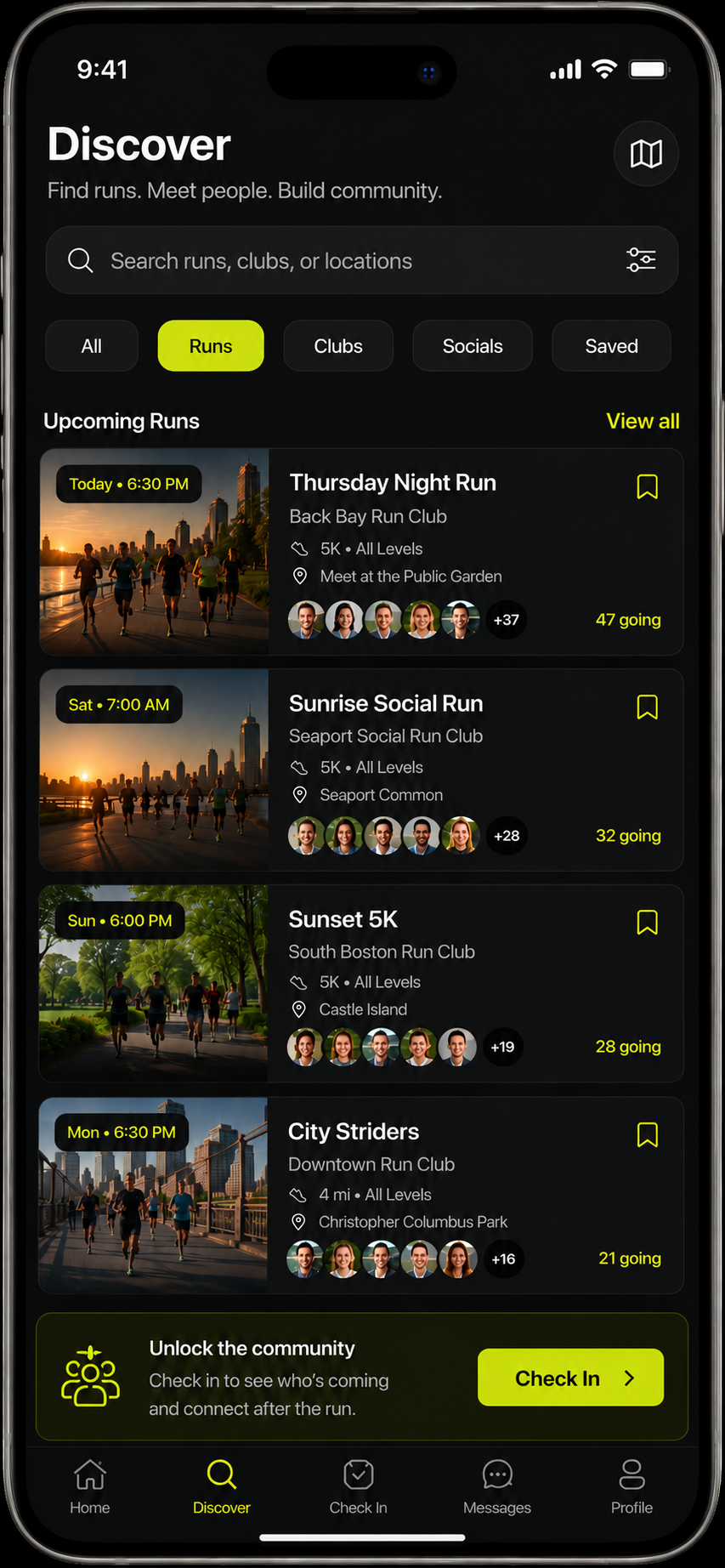 Rally discover screen